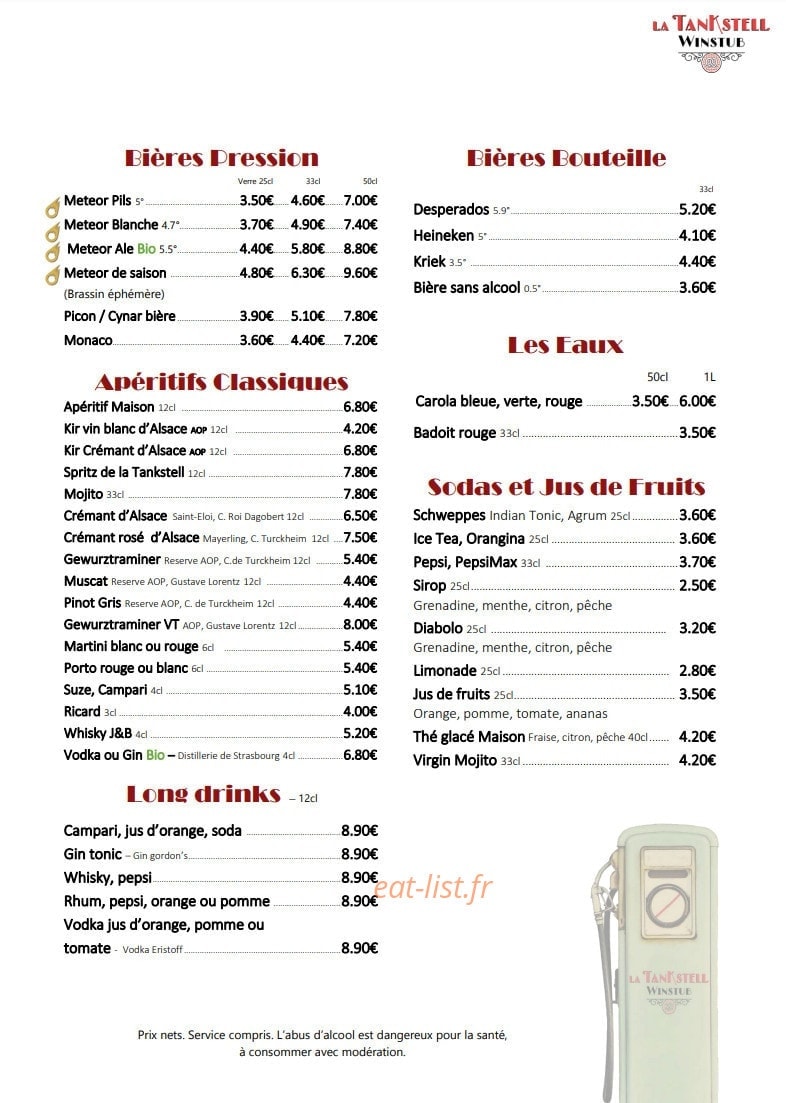 La Tankstell — carte page 9