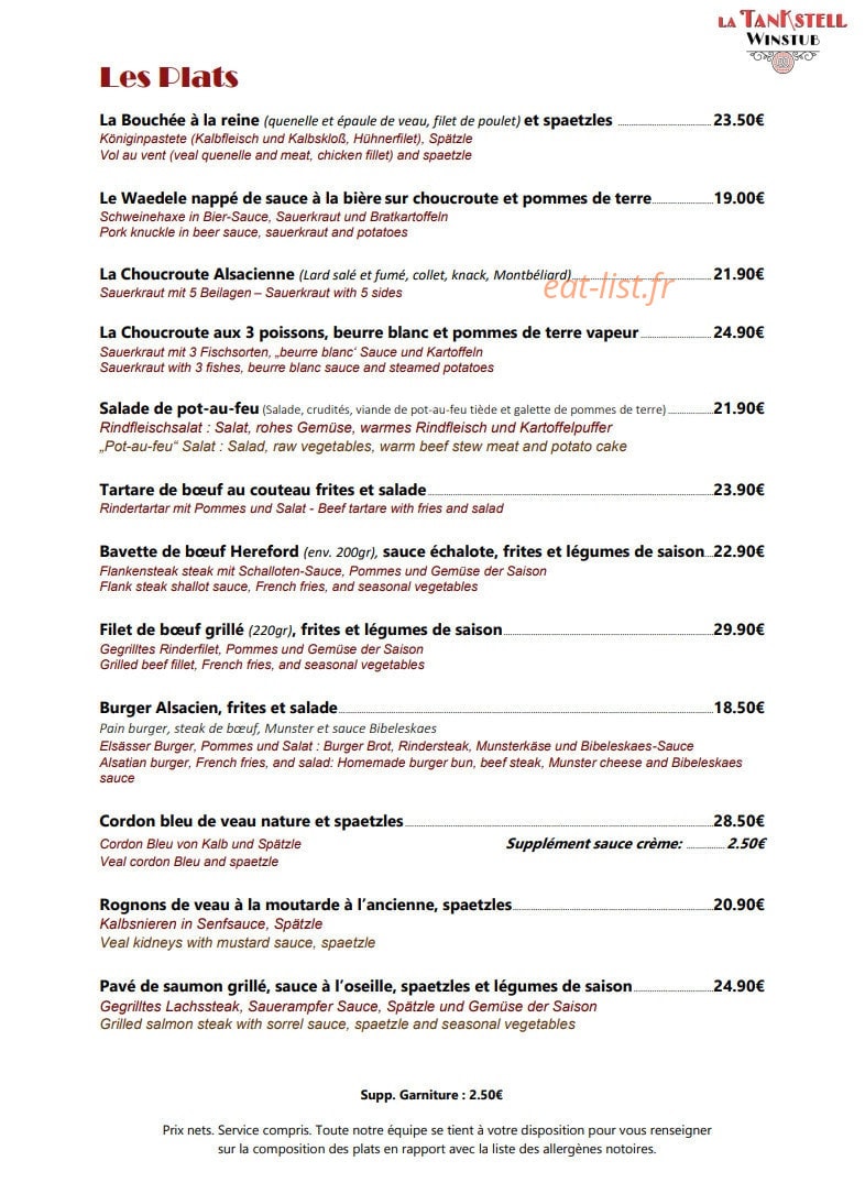 La Tankstell — carte page 3