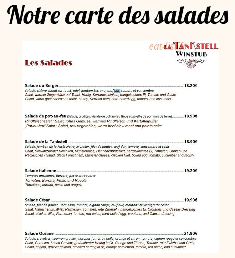 La Tankstell — carte page 6