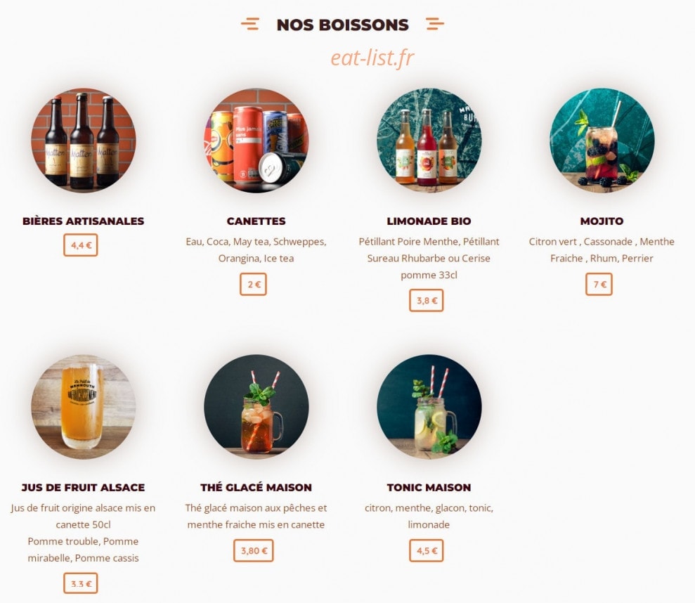Le Pied de Mammouth Burger — carte page 6