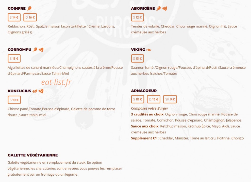 Le Pied de Mammouth Burger — carte page 2