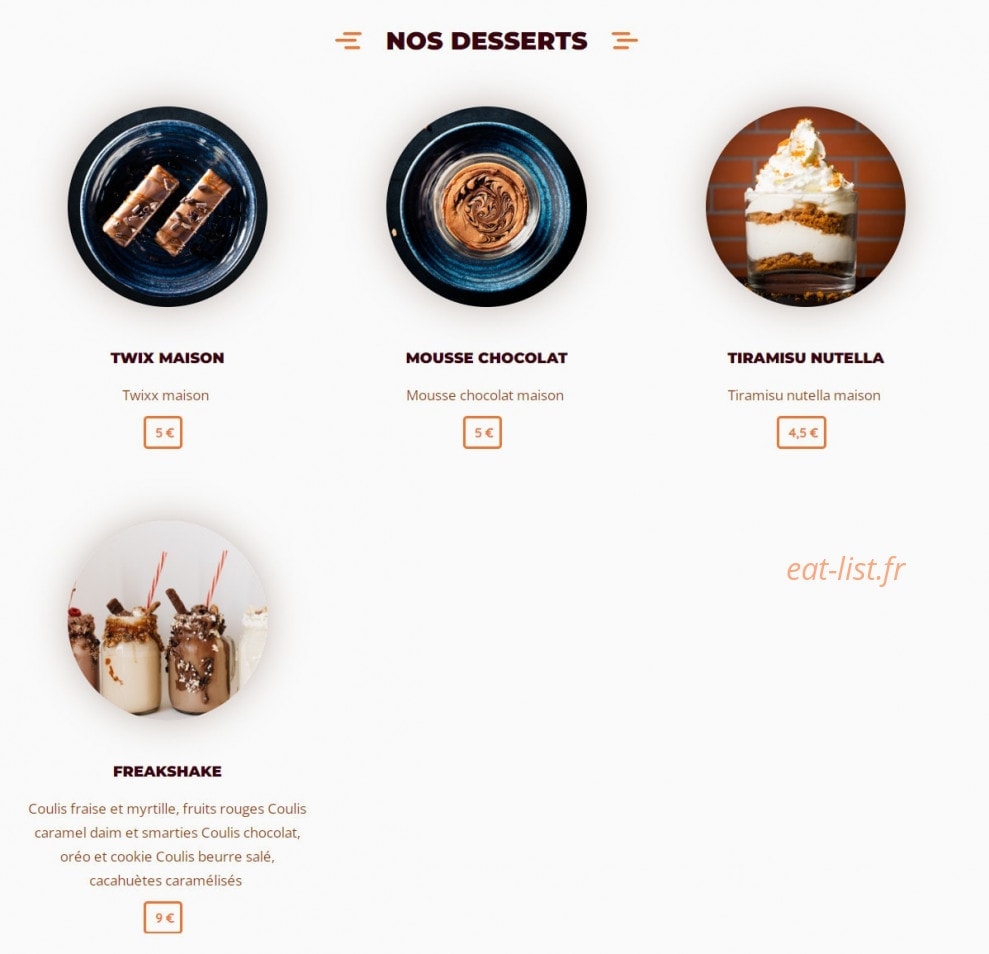 Le Pied de Mammouth Burger — carte page 4