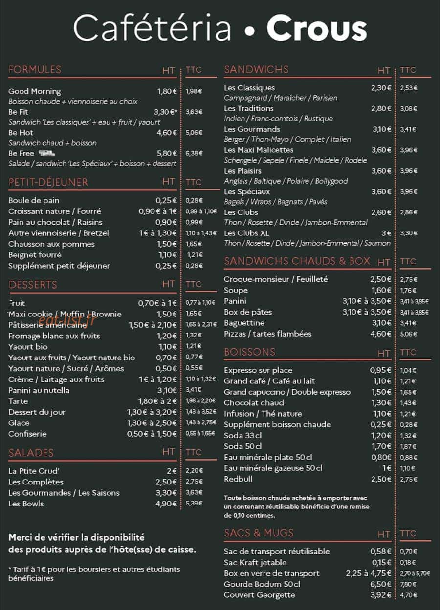 Resto U' d'Illkirch — carte page 1