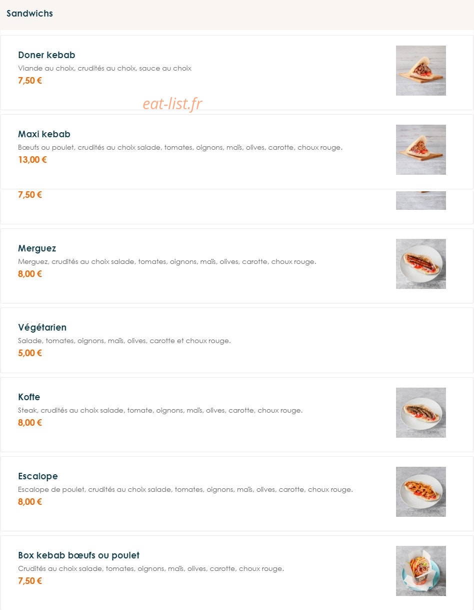 Snack Gold — carte page 1