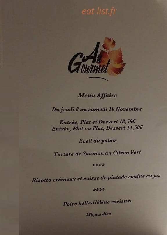 Au Gourmet — carte page 1