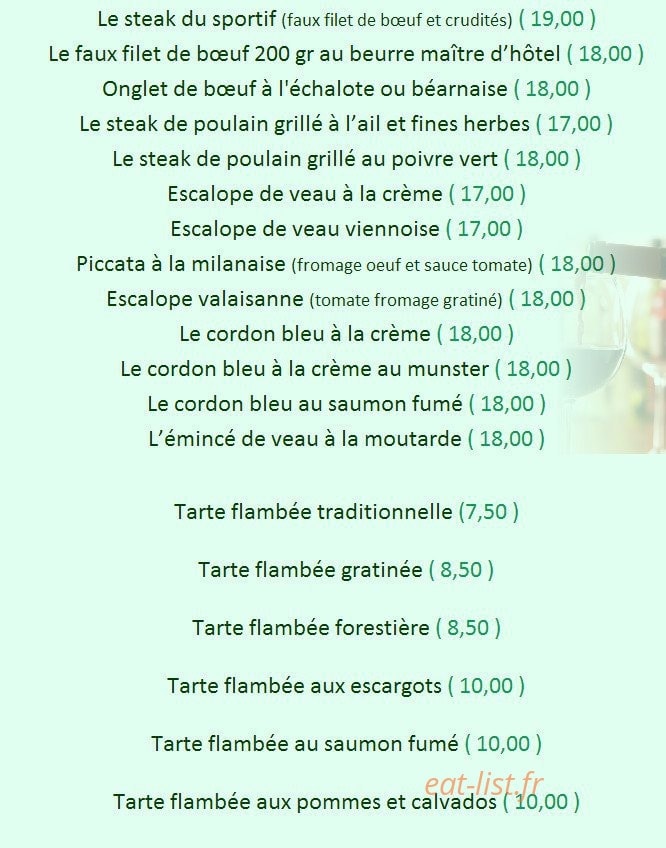 Restaurant à l'Arbre Vert — carte page 2