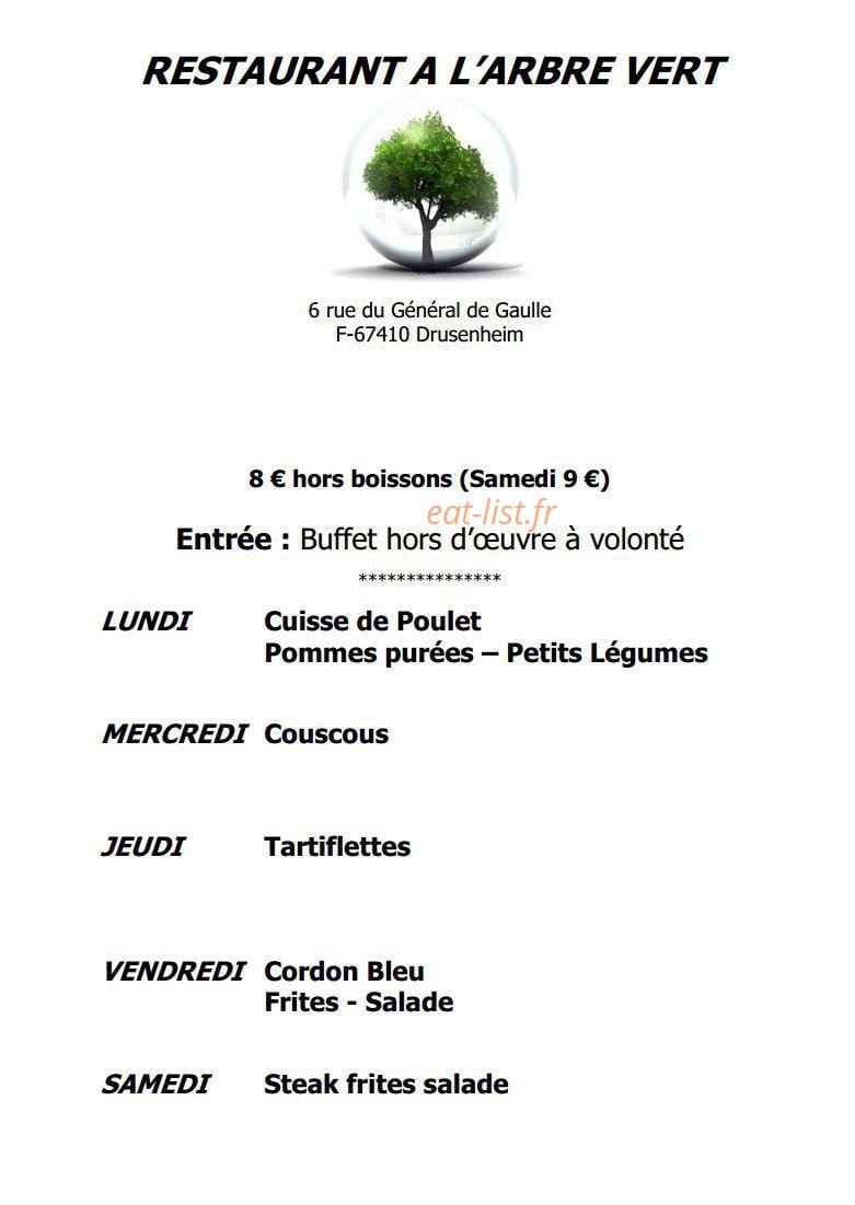 Restaurant à l'Arbre Vert — carte page 4