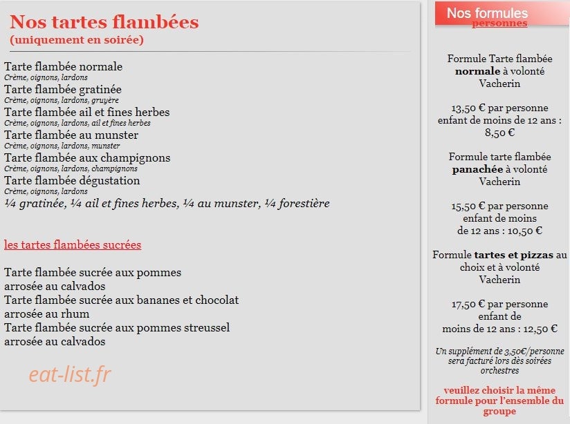 Restaurant La Cigogne — carte page 1