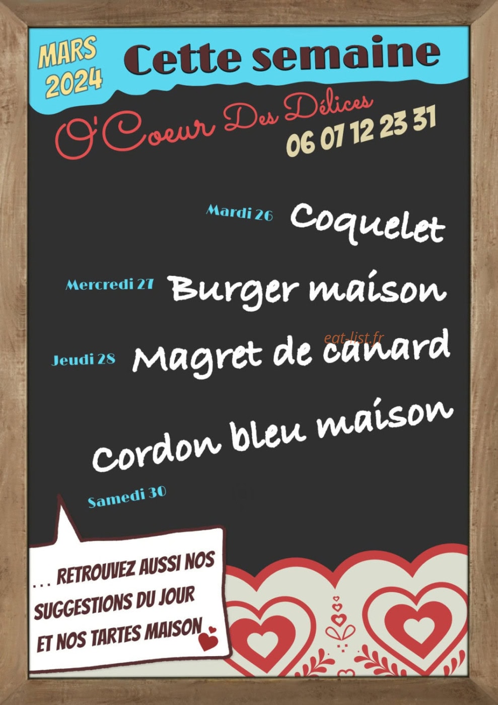O'Coeur Des Délices — carte page 1
