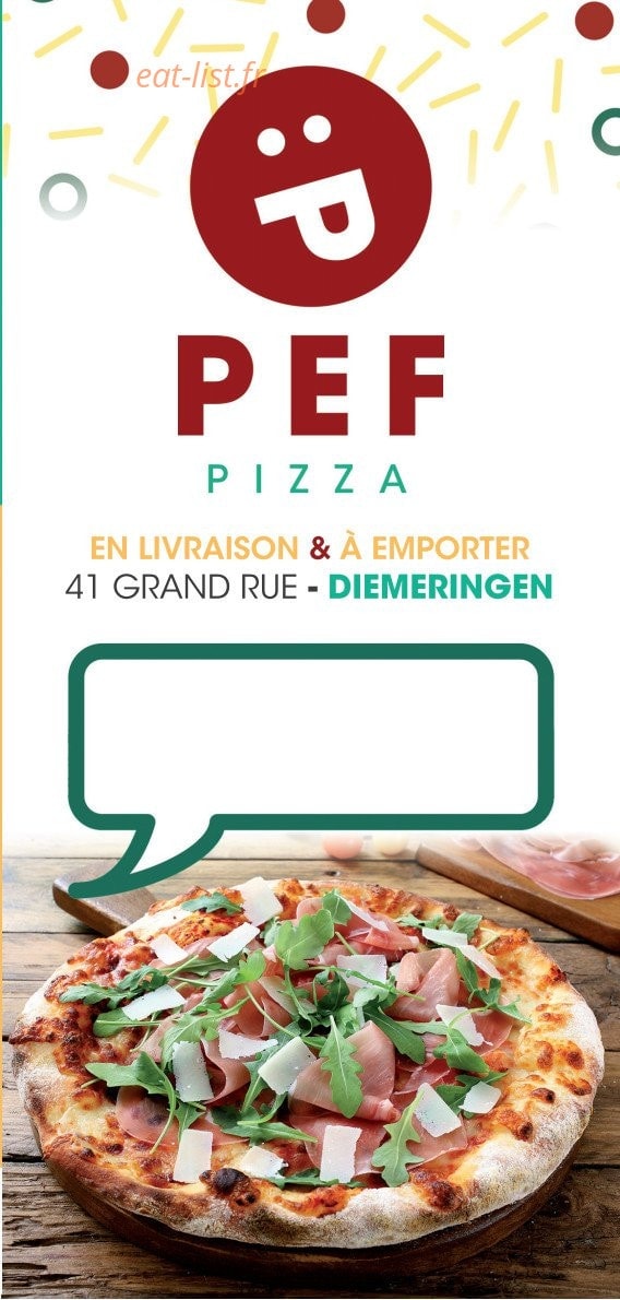 Pef Pizza — carte page 1