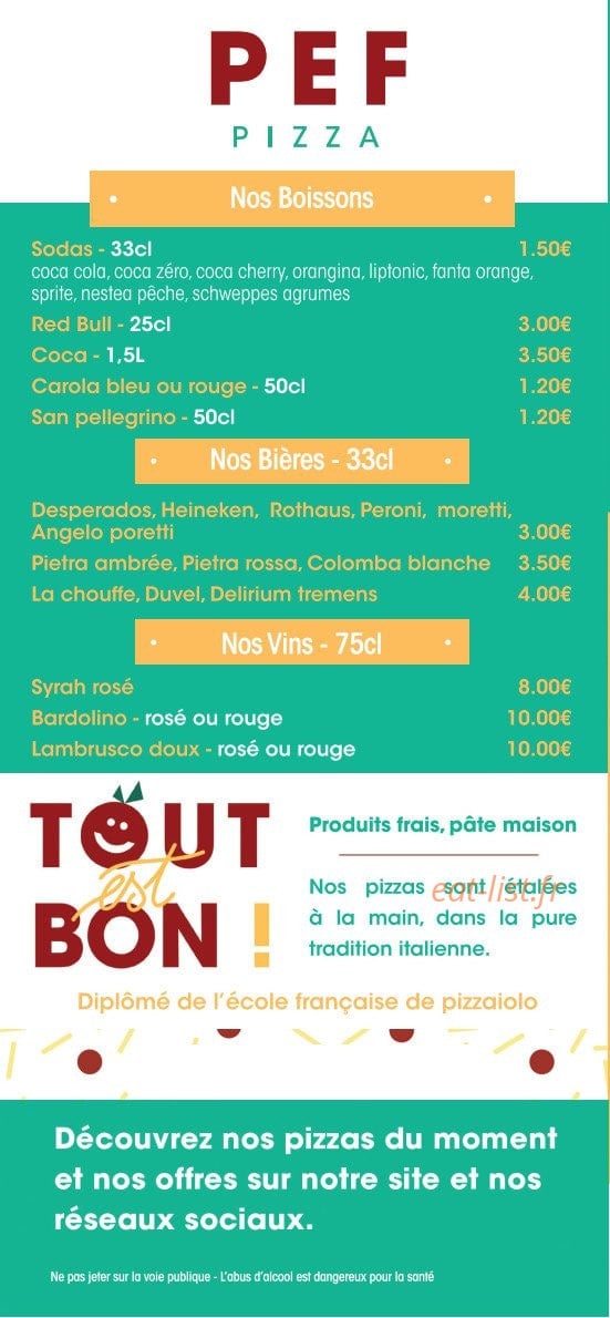Pef Pizza — carte page 5