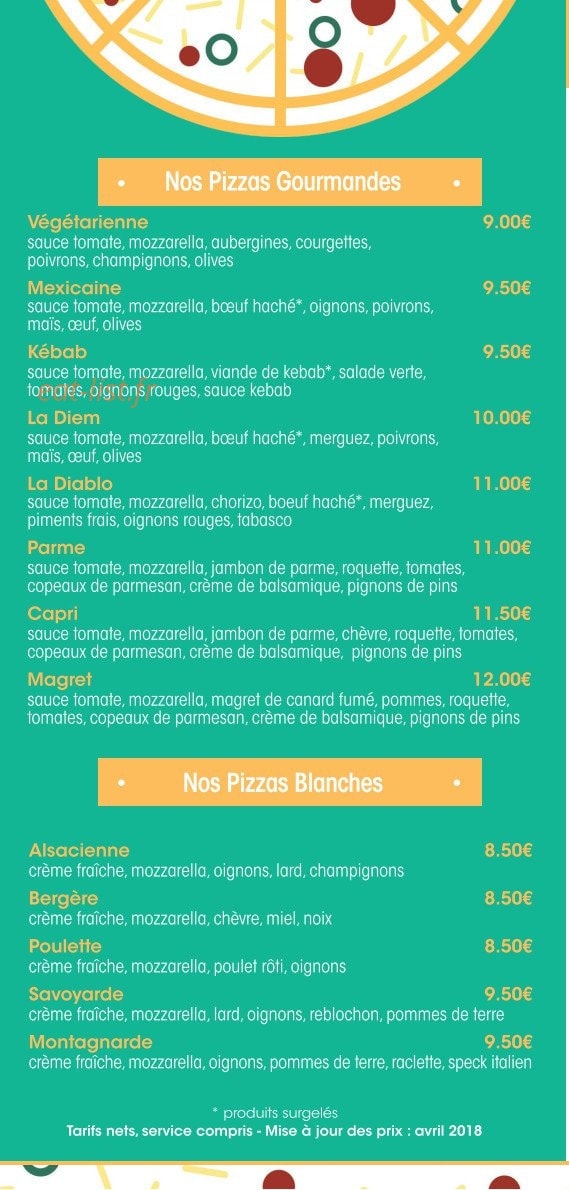 Pef Pizza — carte page 3