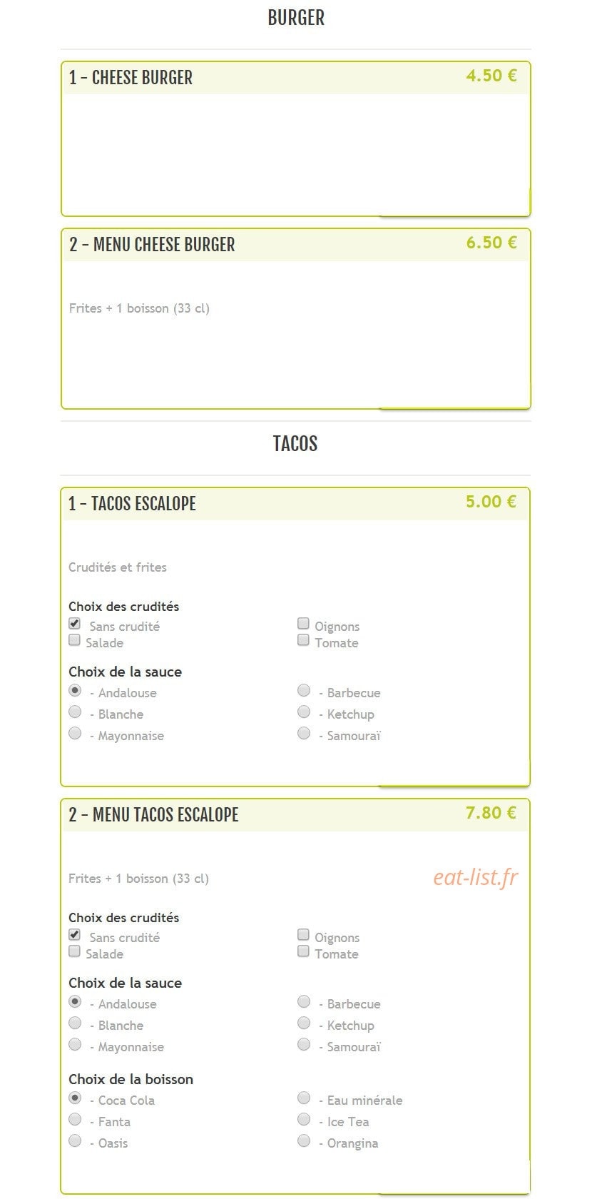 Snack Du Centre — carte page 8