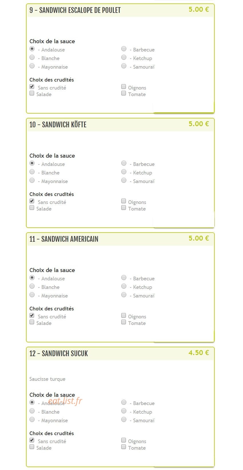 Snack Du Centre — carte page 3