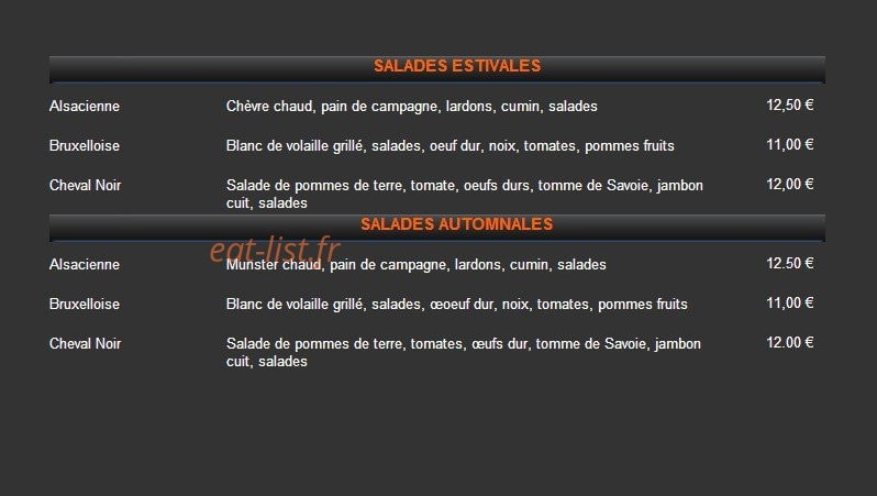 Au Cheval Noir — carte page 9