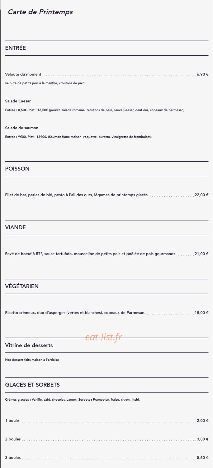 Chez Cosette — carte page 1