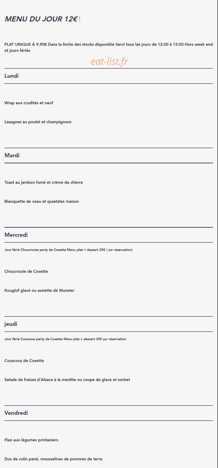 Chez Cosette — carte page 2
