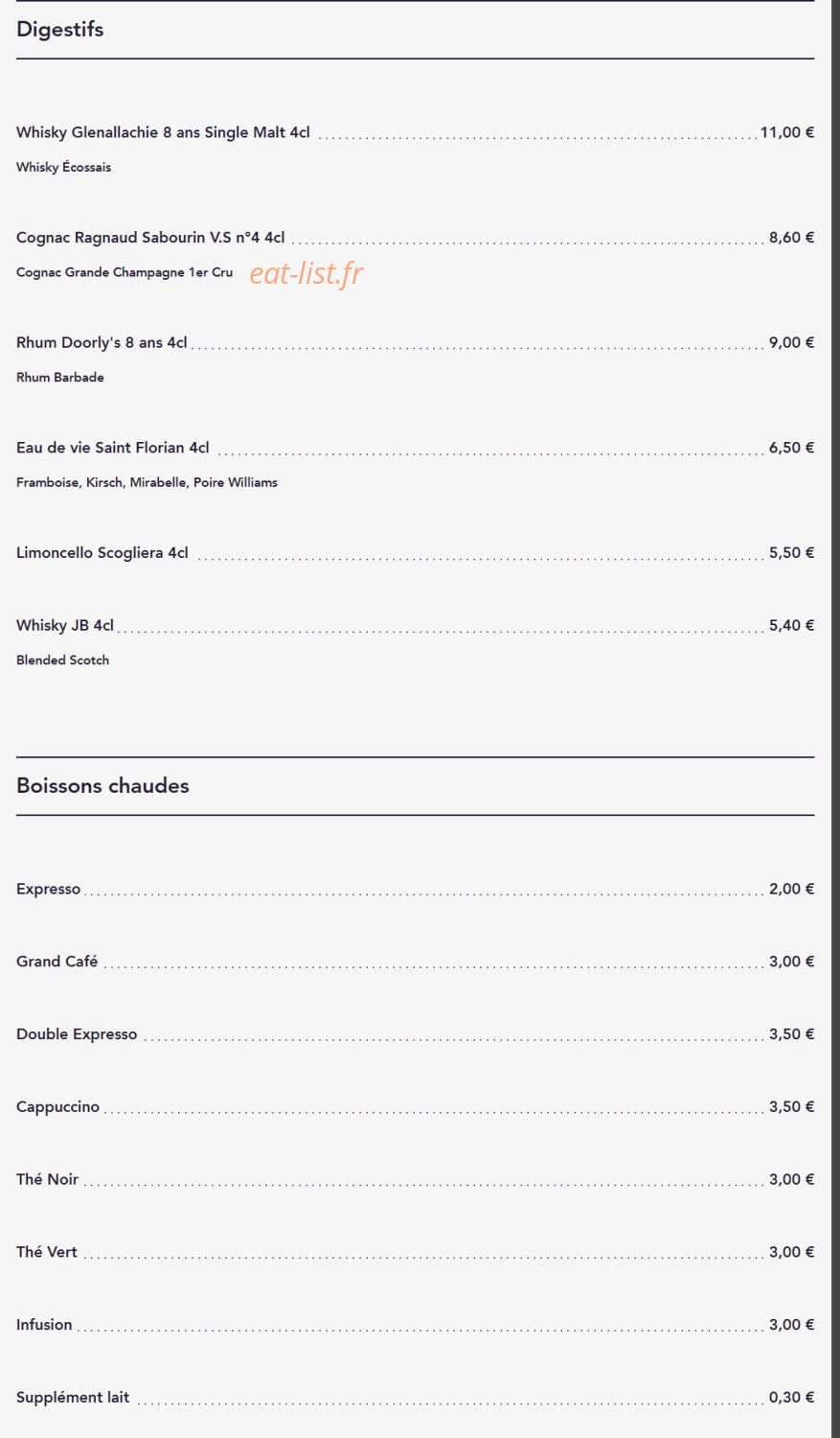 Chez Cosette — carte page 6