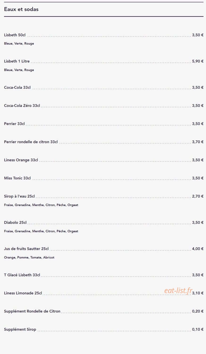 Chez Cosette — carte page 4