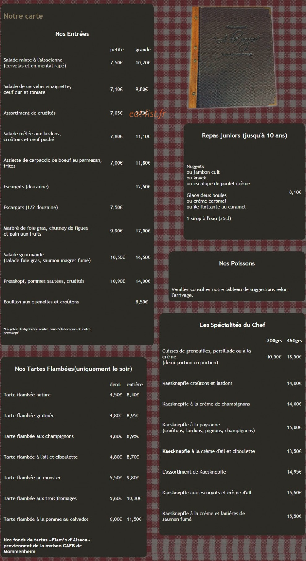 A la Carpe — carte page 1