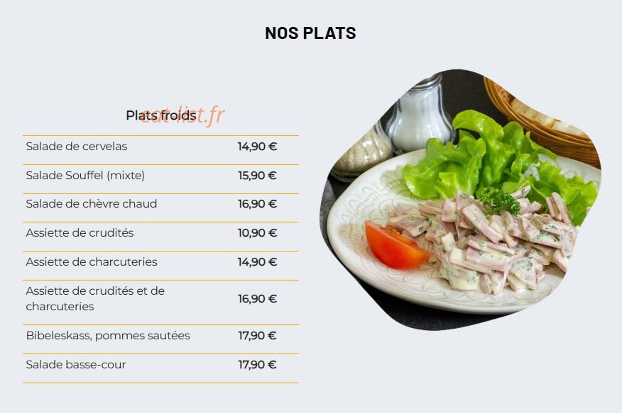Restaurant À la Souffel — carte page 1