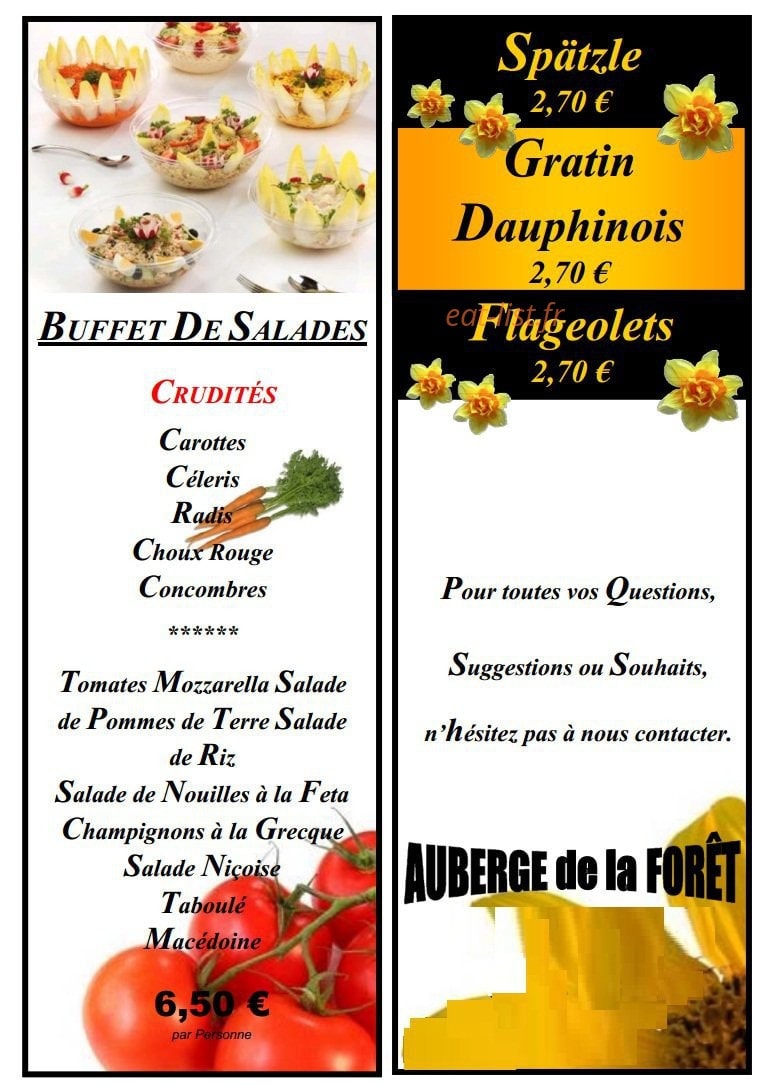 Auberge de la Forêt — carte page 9