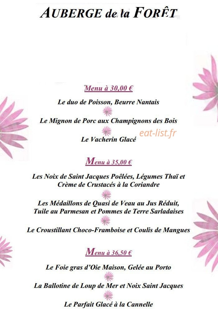 Auberge de la Forêt — carte page 10