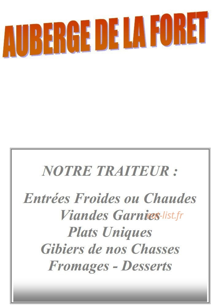 Auberge de la Forêt — carte page 13