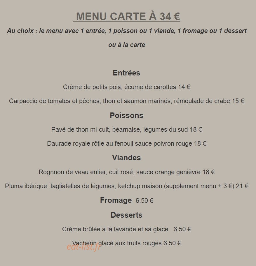 Auberge au Vieux Couvent — carte page 1
