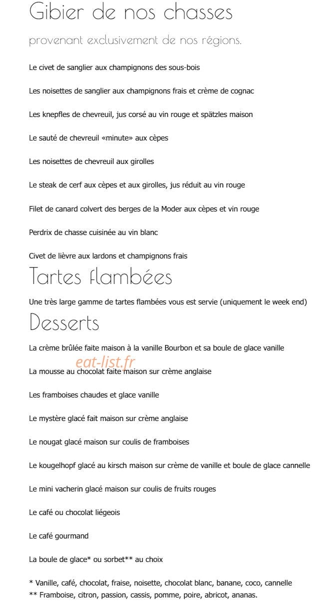 Hostellerie du Cerf Blanc — carte page 2