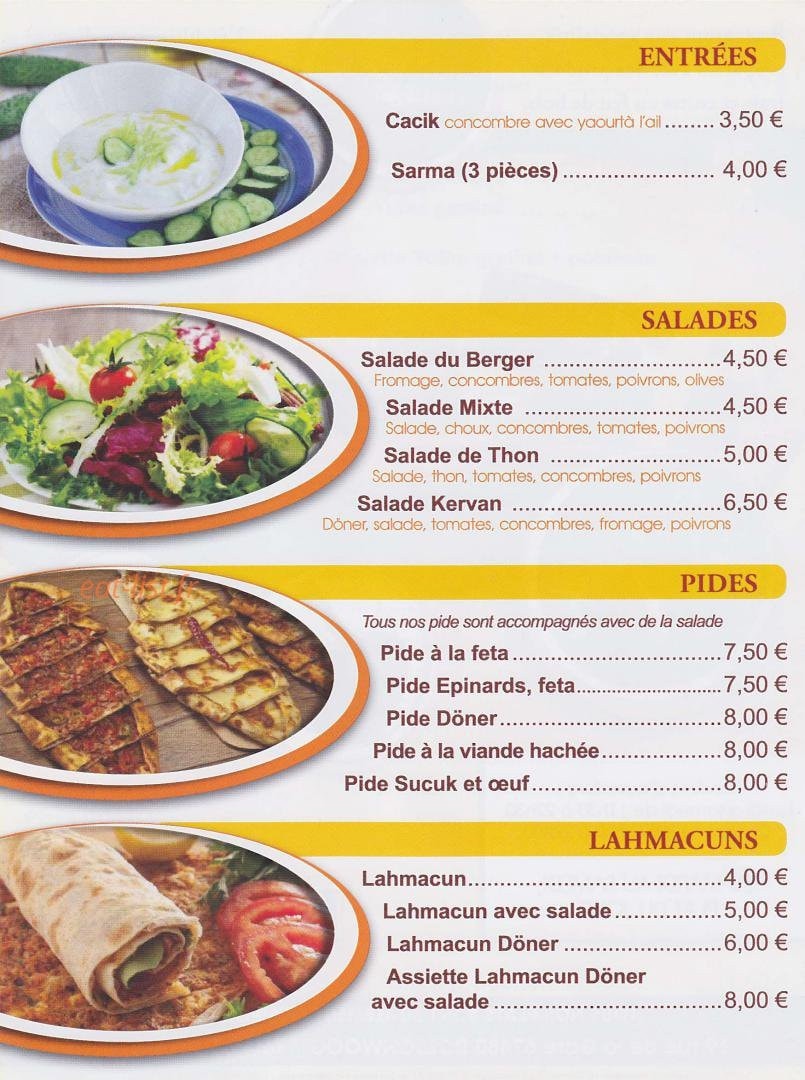 Restaurant Kervan — carte page 1