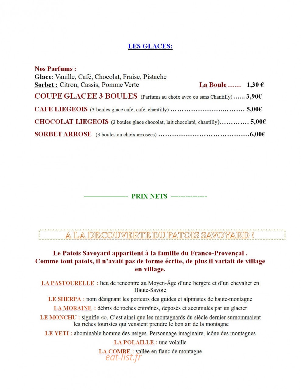 Hostellerie La Bohème — carte page 6