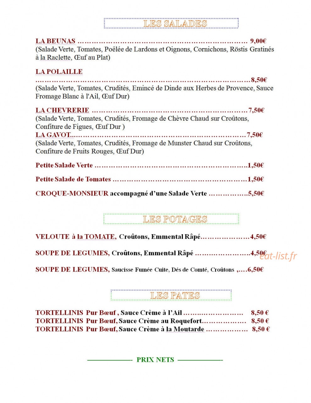 Hostellerie La Bohème — carte page 3