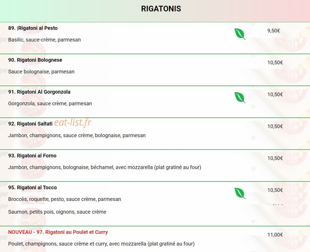 Tonis Pizza Express — carte page 5