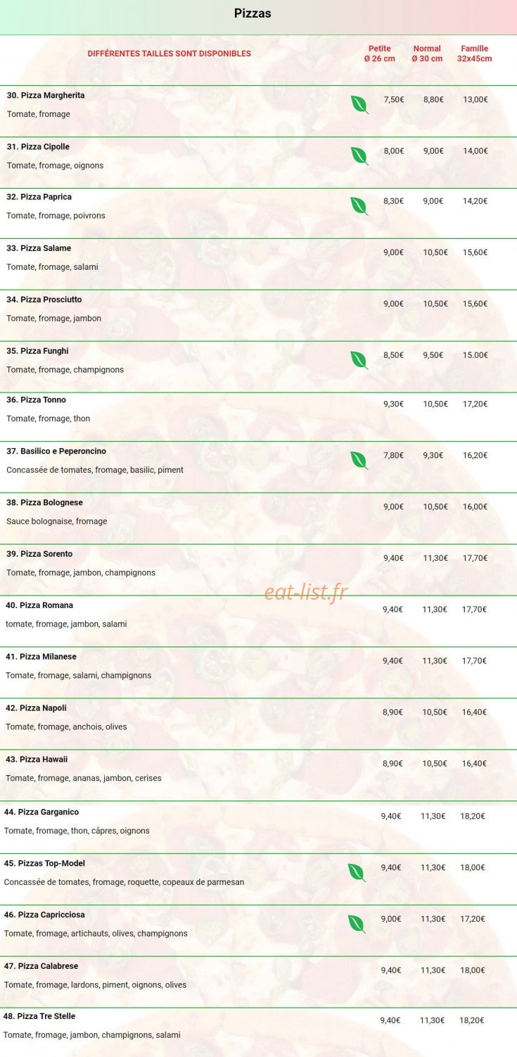 Tonis Pizza Express — carte page 8