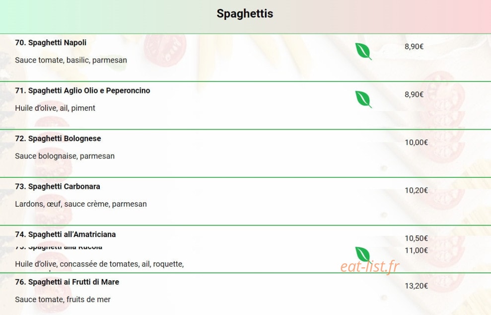 Tonis Pizza Express — carte page 3