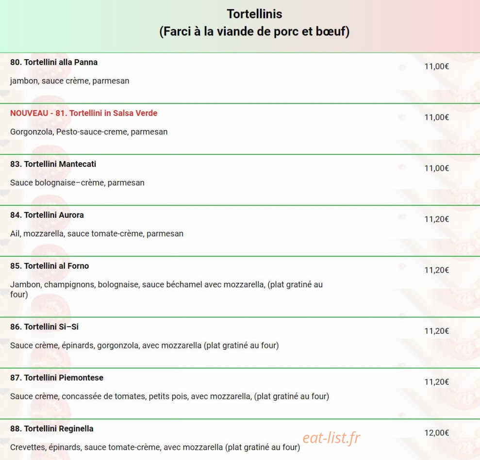 Tonis Pizza Express — carte page 4
