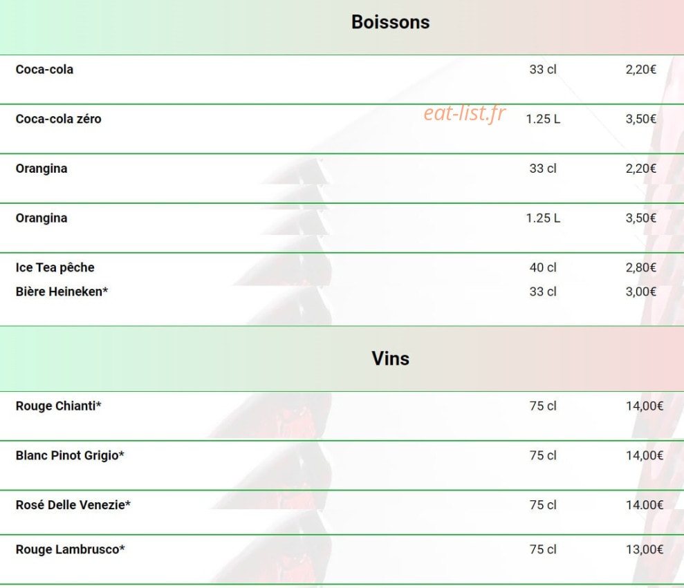 Tonis Pizza Express — carte page 14