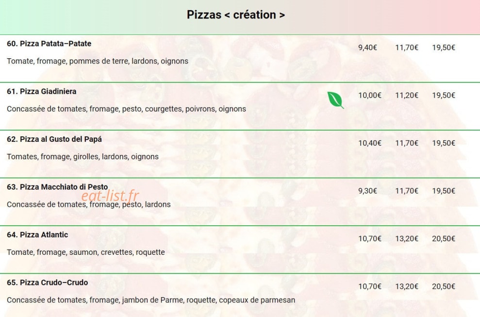 Tonis Pizza Express — carte page 10