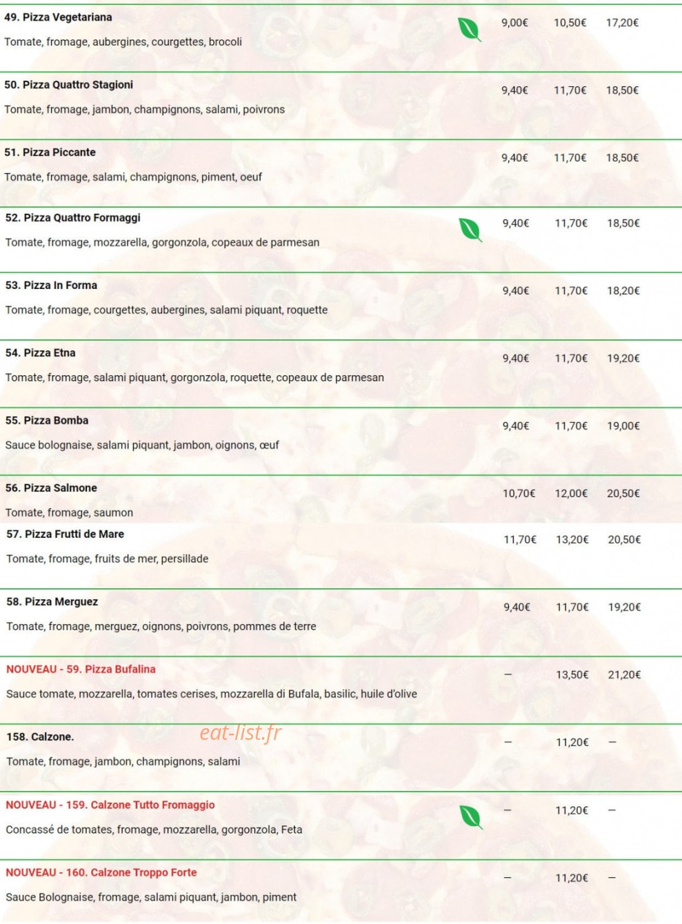 Tonis Pizza Express — carte page 9