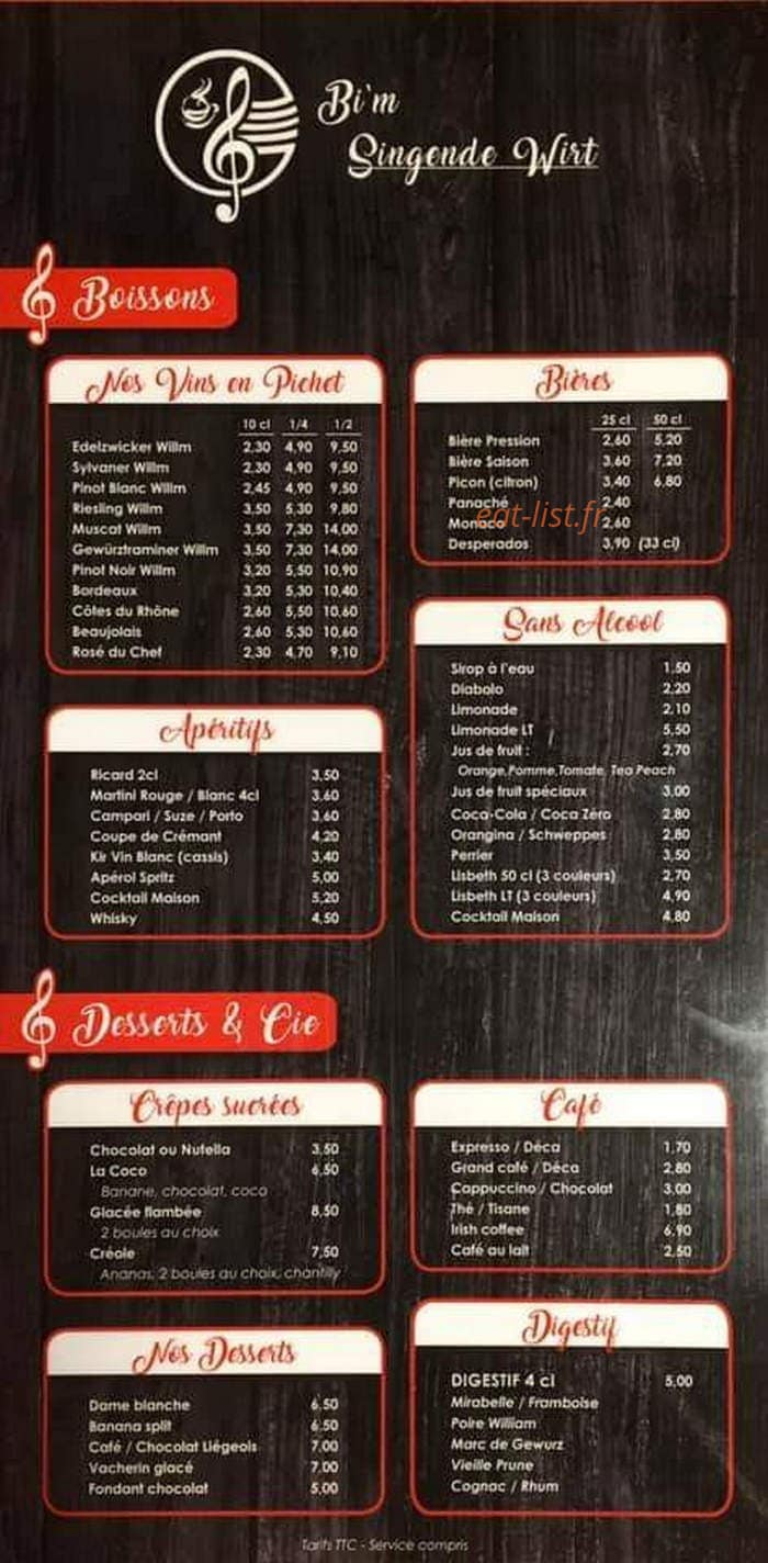 B'Im Singende Wirt — carte page 1