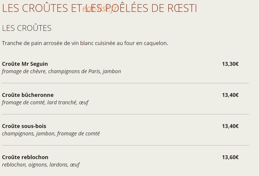 Au Caquelon — carte page 4