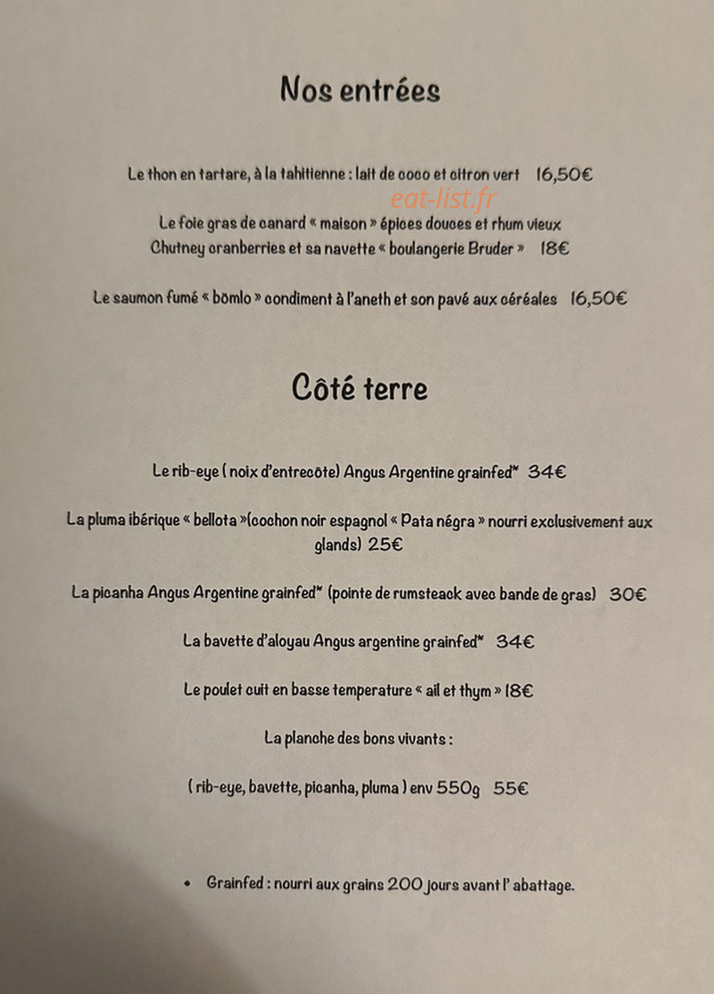 Aux bons vivants — carte page 1
