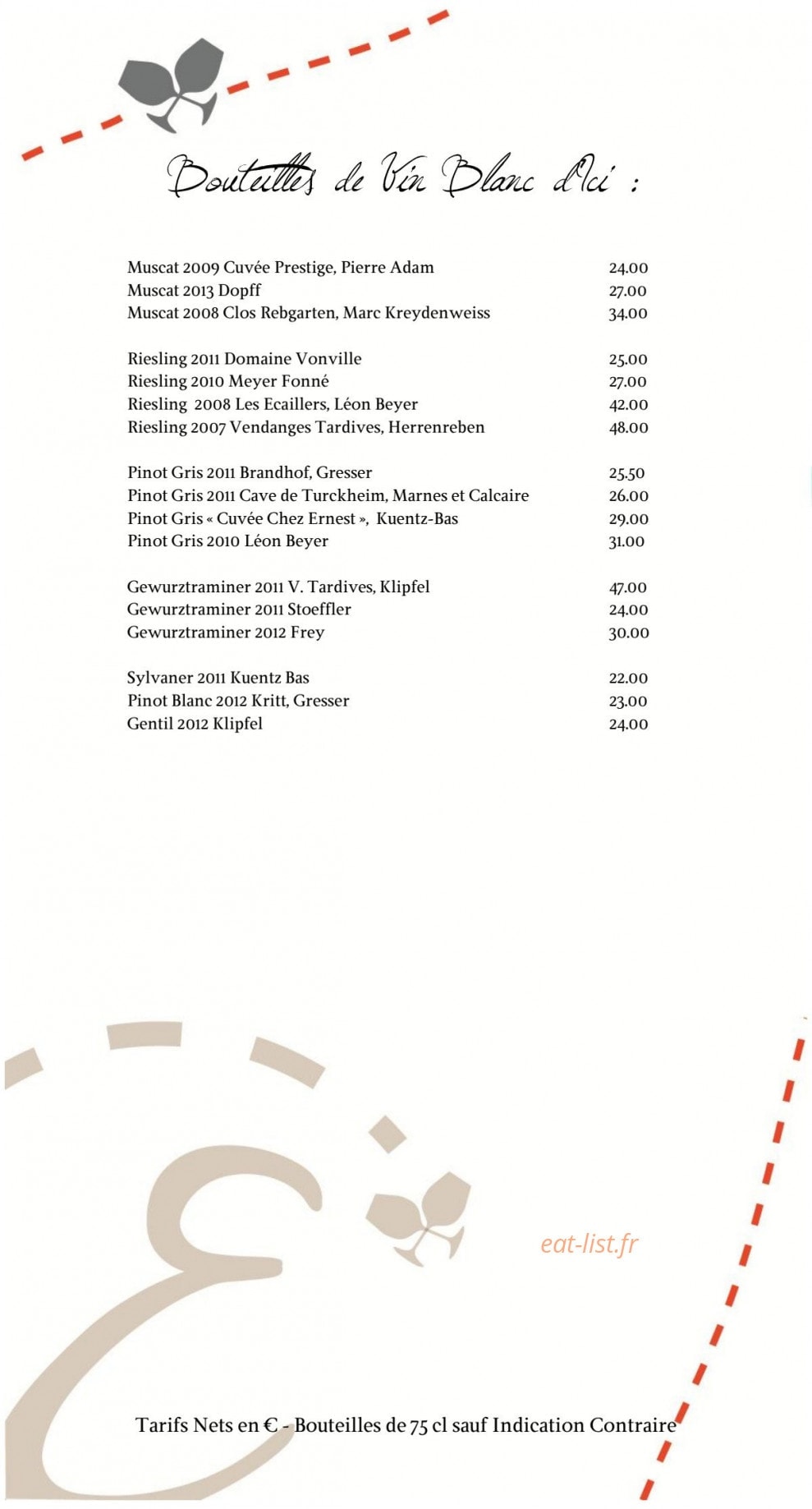Chez Ernest — carte page 8