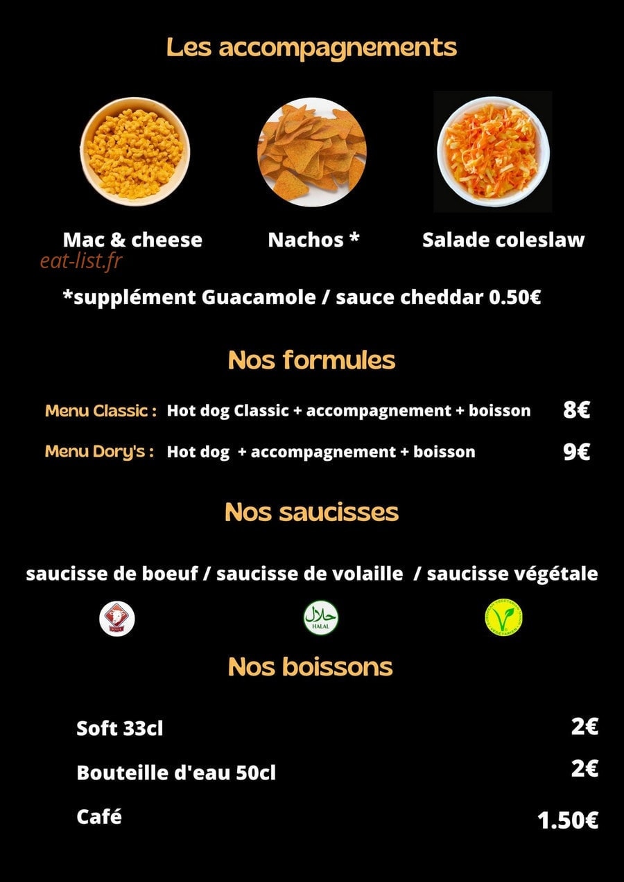 Dory's Hot Dog — carte page 4