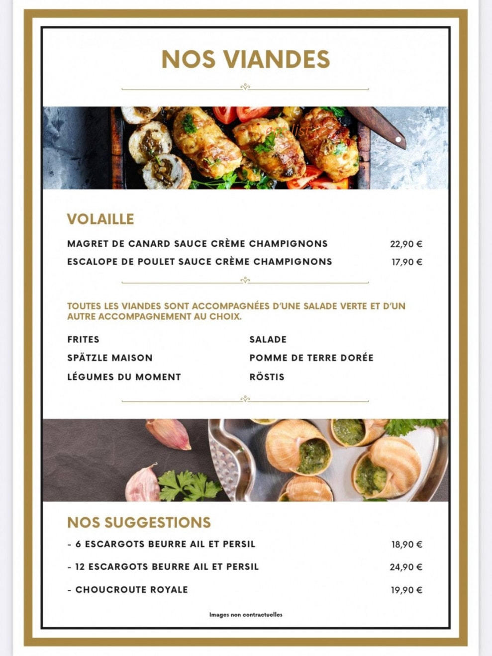 Carte et menu de L’ Atelier Steakhouse à Haguenau — Les viandes suite