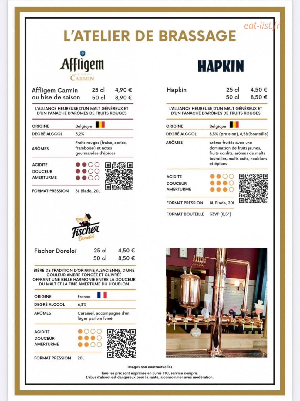 Carte et menu de L’ Atelier Steakhouse à Haguenau — L'atelier de brassage suite