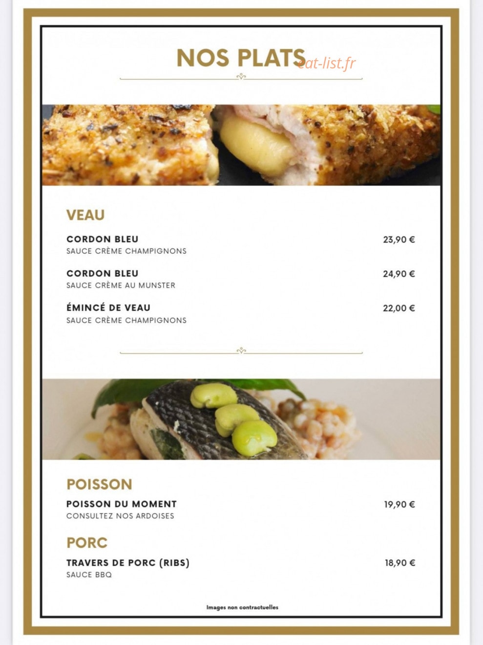 Carte et menu de L’ Atelier Steakhouse à Haguenau — Les plats