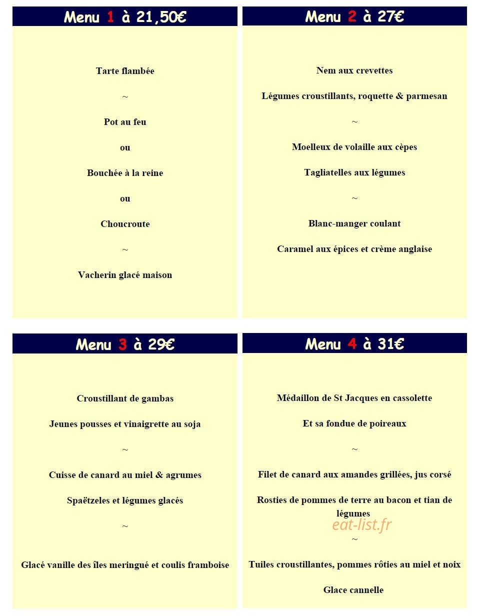 La Petite Auberge — carte page 3
