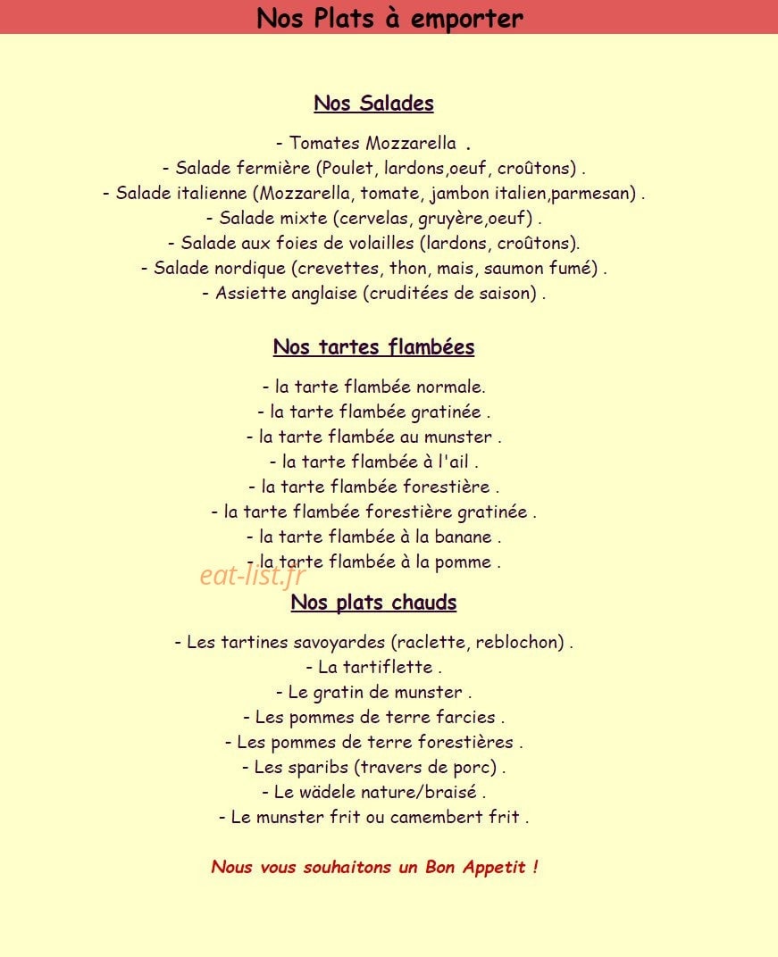 La Petite Auberge — carte page 5